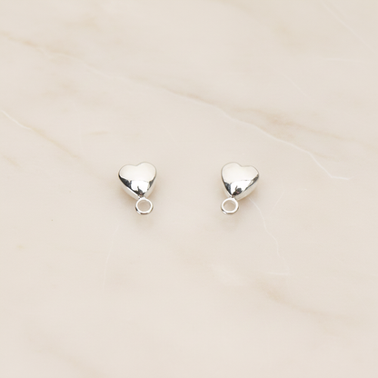 Simple Tiny Chubby Heart Ear Post, 2 Pc - Glossy Original Rhodium (ER.361)