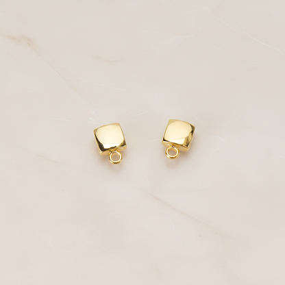 Simple Chubby Tiny Square Ear Post, 2 Pc - Glossy Gold (ER.363)