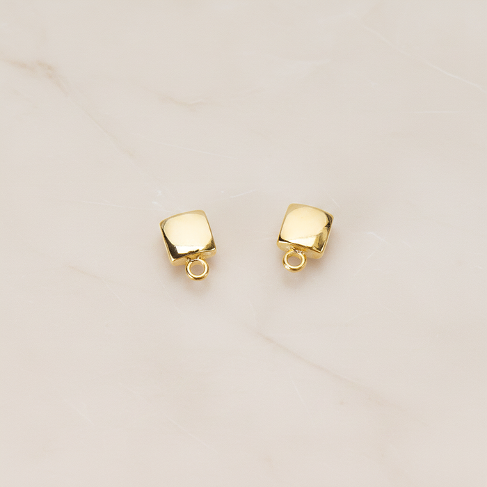 Simple Chubby Tiny Square Ear Post, 2 Pc - Glossy Gold (ER.363)