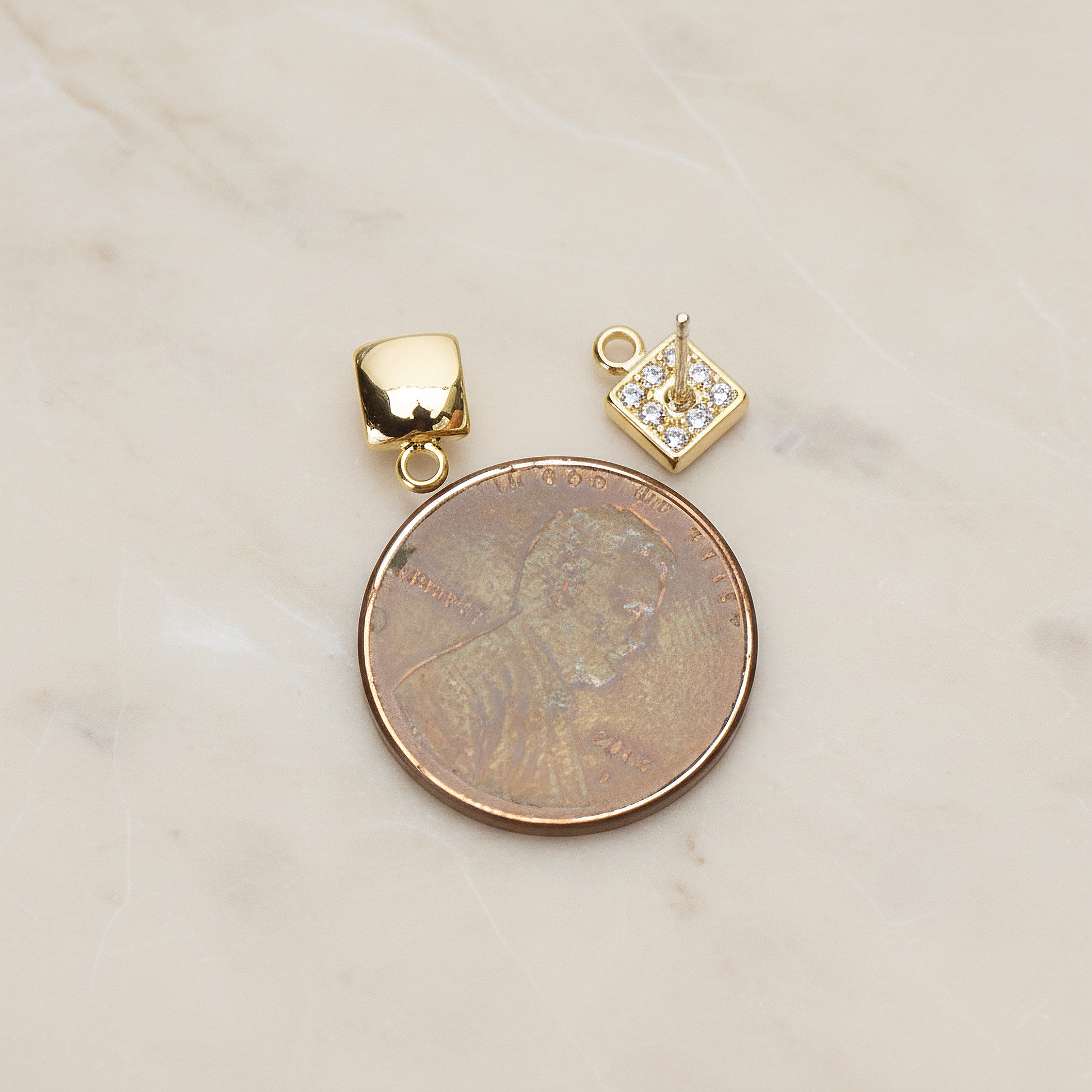 Simple Chubby Tiny Square Ear Post, 2 Pc - detail view 1 (ER.363)