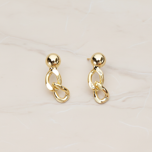5mm Ball with Twisted Flattened Cable Chain Link Ear Post, 2 Pc (ER.365)