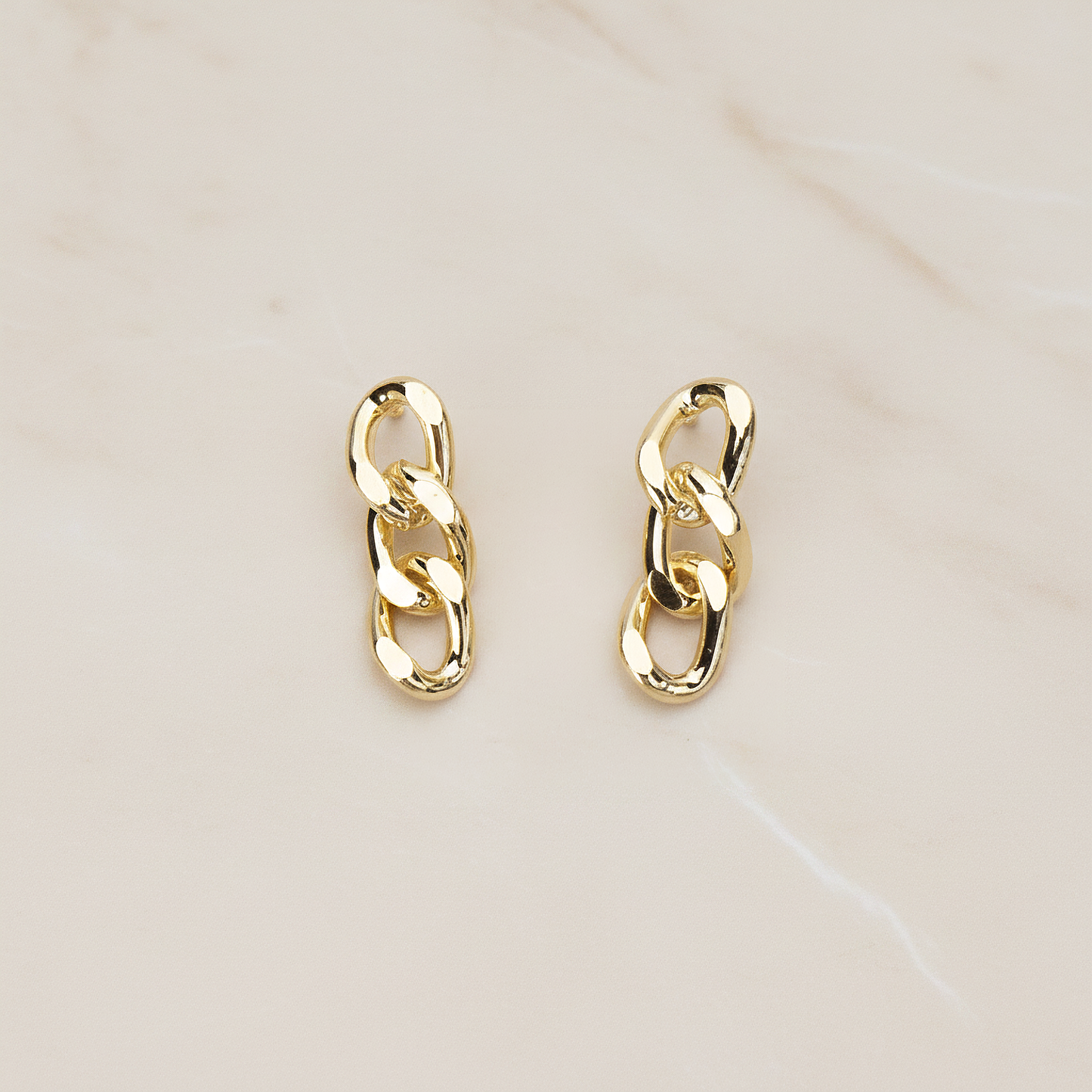 Simple Twisted Flattened Long Cable Chain Link Ear Post, 2 Pc (ER.366-02)