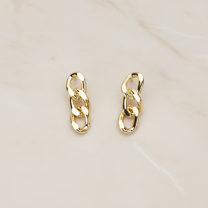 Simple Twisted Flattened Long Cable Chain Link Ear Post, 2 Pc (ER.366-02)
