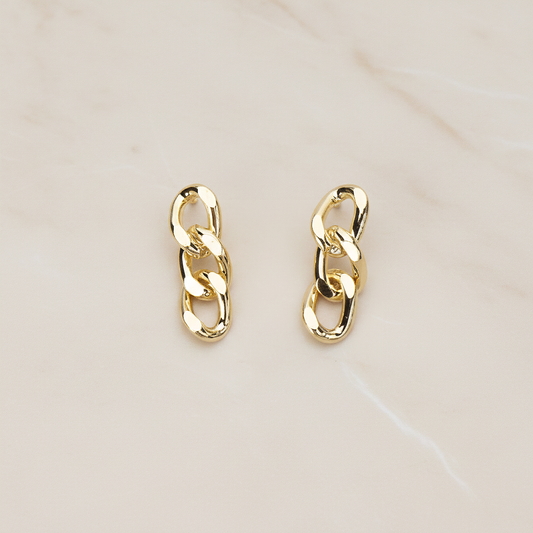 Simple Twisted Flattened Long Cable Chain Link Ear Post, 2 Pc (ER.366-02)