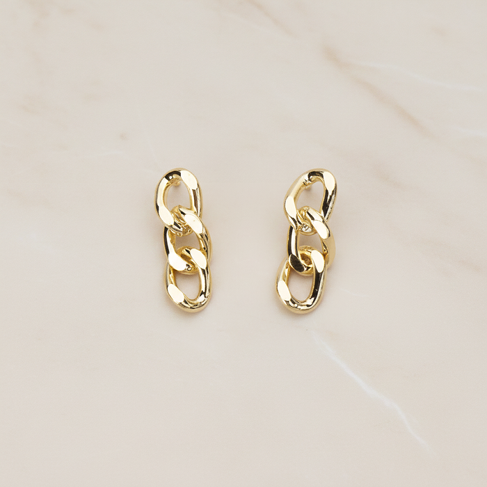 Simple Twisted Flattened Long Cable Chain Link Ear Post, 2 Pc (ER.366-02)