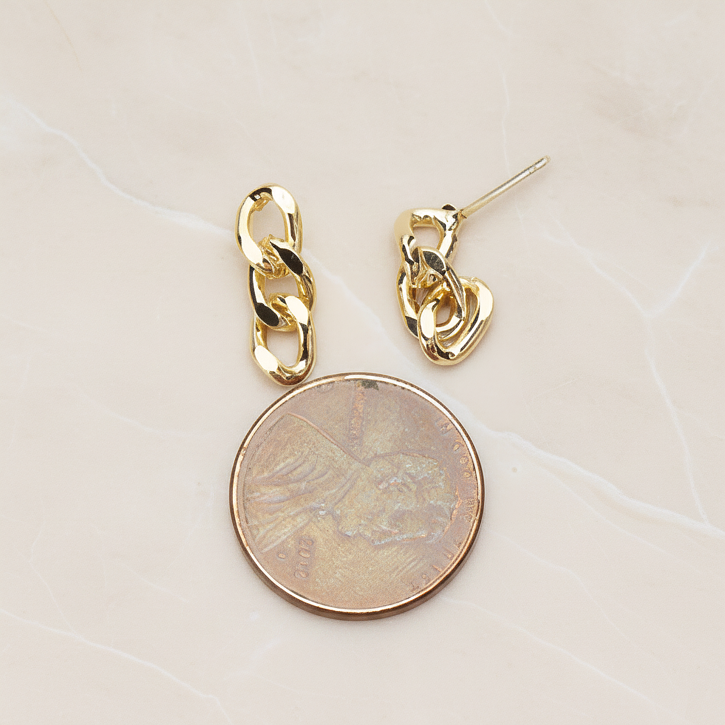 Simple Twisted Flattened Long Cable Chain Link Ear Post, 2 Pc (ER.366-02)