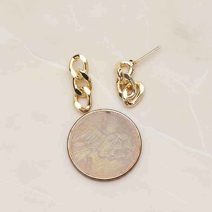 Simple Twisted Flattened Long Cable Chain Link Ear Post, 2 Pc (ER.366-02)