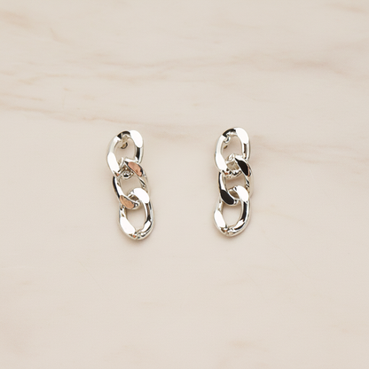 Simple Twisted Flattened Long Cable Chain Link Ear Post, 2 Pc (ER.366-02)