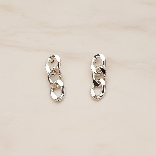 Simple Twisted Flattened Long Cable Chain Link Ear Post, 2 Pc (ER.366-02)