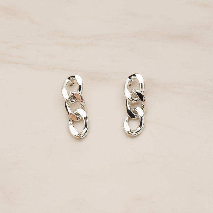 Simple Twisted Flattened Long Cable Chain Link Ear Post, 2 Pc (ER.366-02)