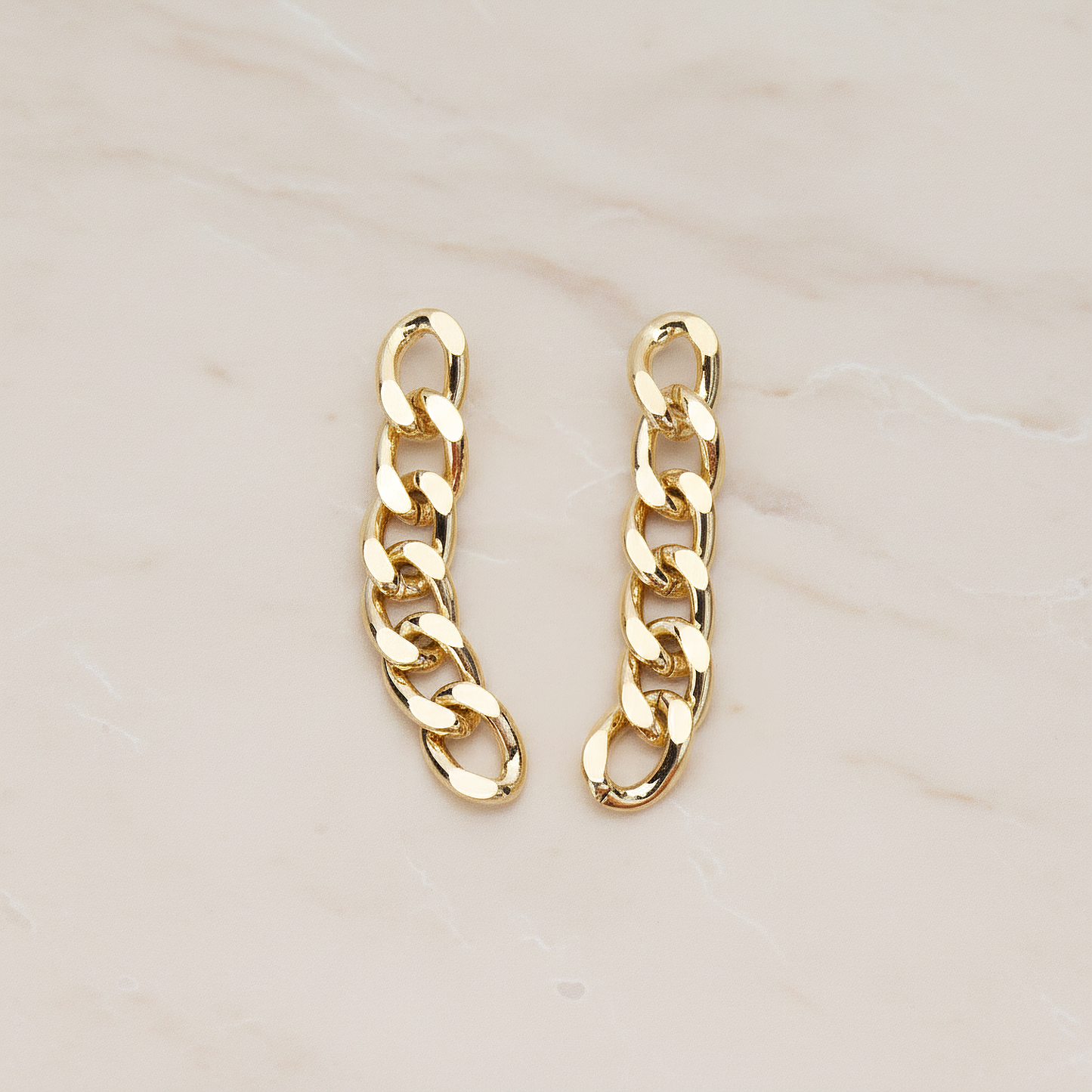 Simple Twisted Flattened Long Cable Chain Link Earpost, 2 Pc (ER.366-02)