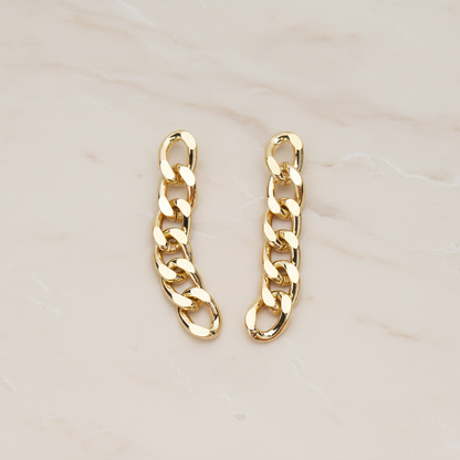 Simple Twisted Flattened Long Cable Chain Link Earpost, 2 Pc (ER.366-02)