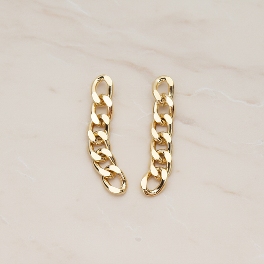 Simple Twisted Flattened Long Cable Chain Link Earpost, 2 Pc (ER.366-02)