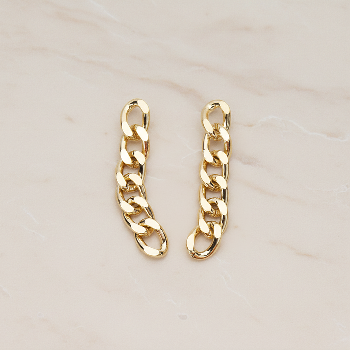Simple Twisted Flattened Long Cable Chain Link Earpost, 2 Pc (ER.366-02)