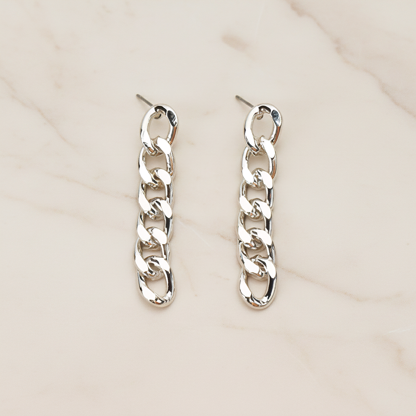 Simple Twisted Flattened Long Cable Chain Link Earpost, 2 Pc (ER.366-02)