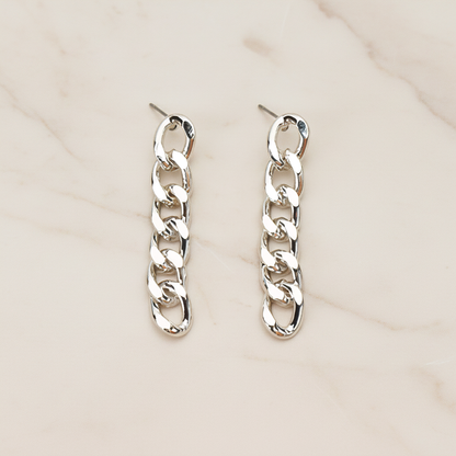 Simple Twisted Flattened Long Cable Chain Link Earpost, 2 Pc (ER.366-02)