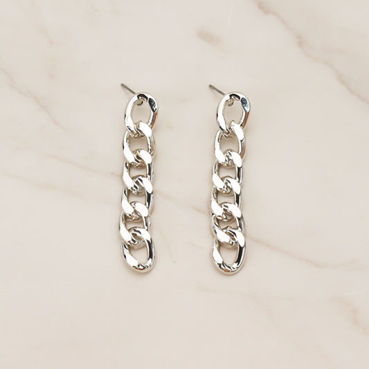 Simple Twisted Flattened Long Cable Chain Link Earpost, 2 Pc (ER.366-02)