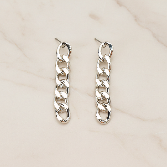 Simple Twisted Flattened Long Cable Chain Link Earpost, 2 Pc (ER.366-02)