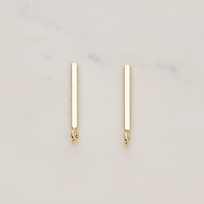 20 mm Length Cube Bar Ear Post, 2 Pc - Glossy Gold (ER.367)