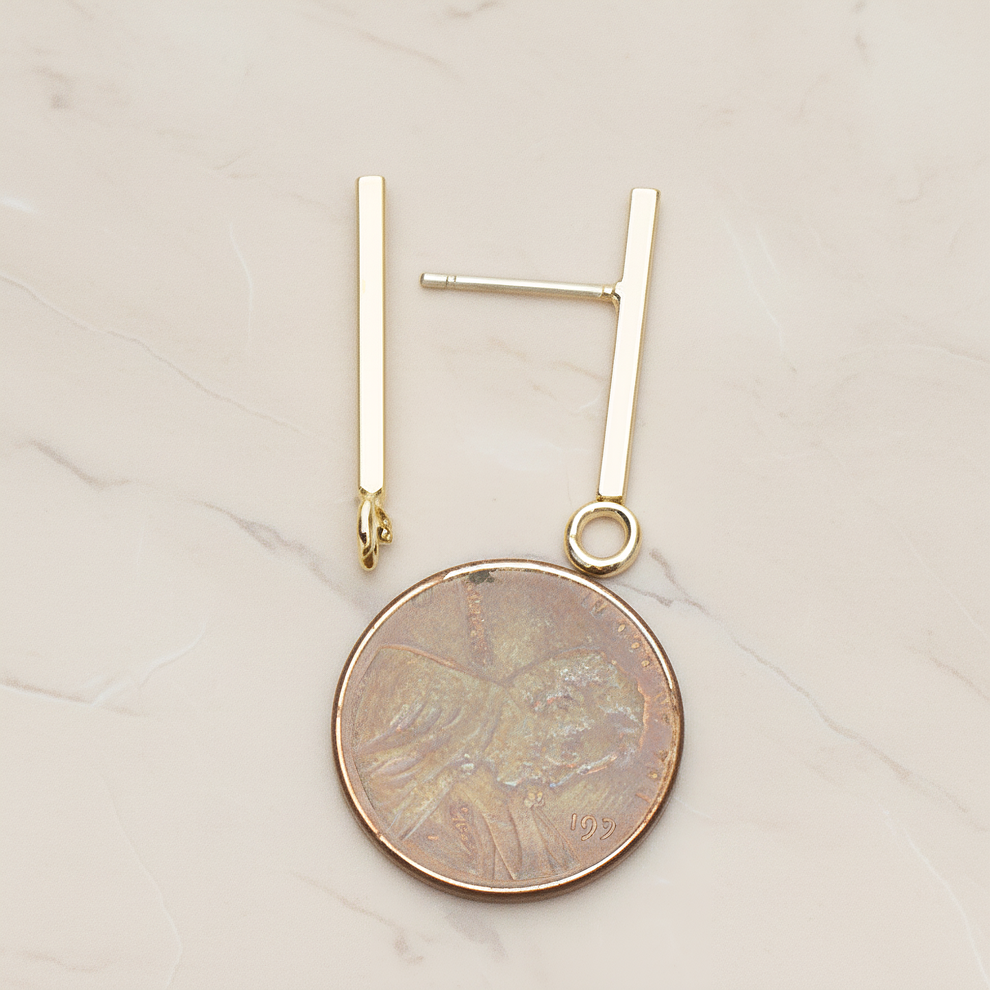 20 mm Length Cube Bar Ear Post, 2 Pc - detail view 1 (ER.367)