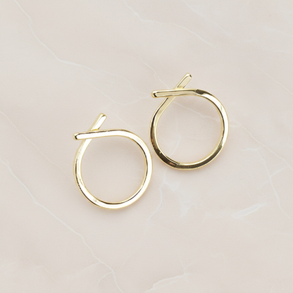 Simple Round Ribbon Link Ear Post, 2 Pc (ER.374)