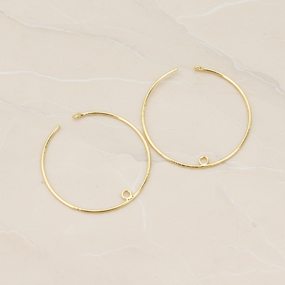 30 mm Ear Hoop with End Loop Ear Post, 2 Pc - Glossy Gold (ER.376)