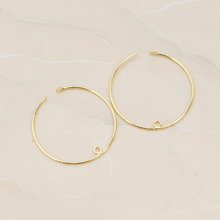 30 mm Ear Hoop with End Loop Ear Post, 2 Pc - Glossy Gold (ER.376)