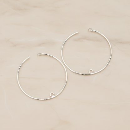 30 mm Ear Hoop with End Loop Ear Post, 2 Pc - Glossy Original Rhodium (ER.376)