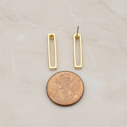 Flattened Rectangle Mini Brick Link Ear Post, 2 Pc - detail view 1 (ER.379)