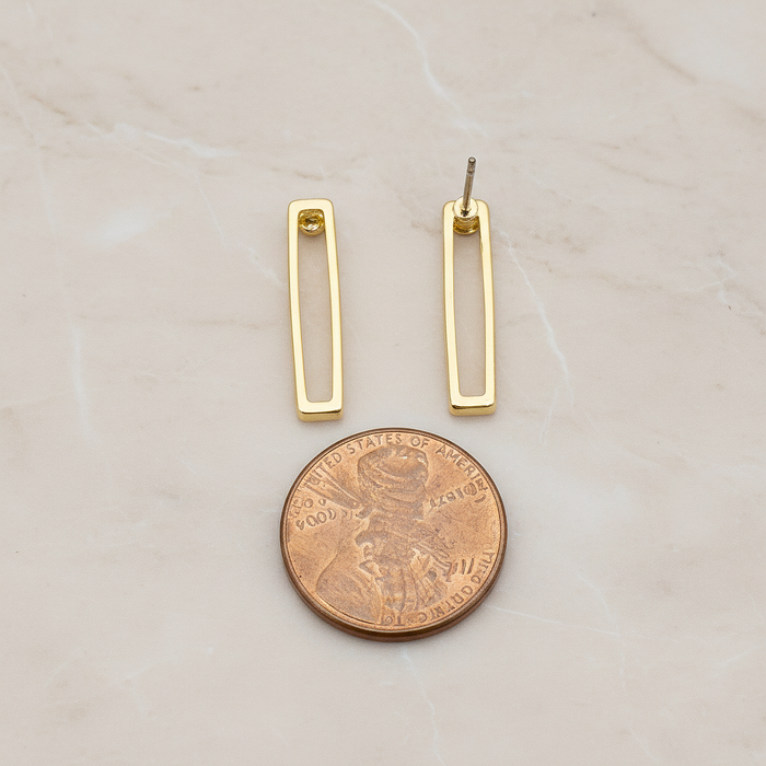 Flattened Rectangle Mini Brick Link Ear Post, 2 Pc - detail view 1 (ER.379)