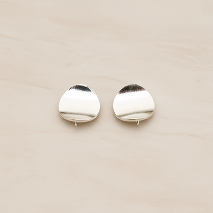 Wave Round Ear Post, 2 Pc - Matte Original Rhodium (ER.394)