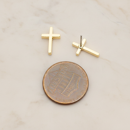 Simple Mini Cross Ear Post, 2 Pc (ER.398)