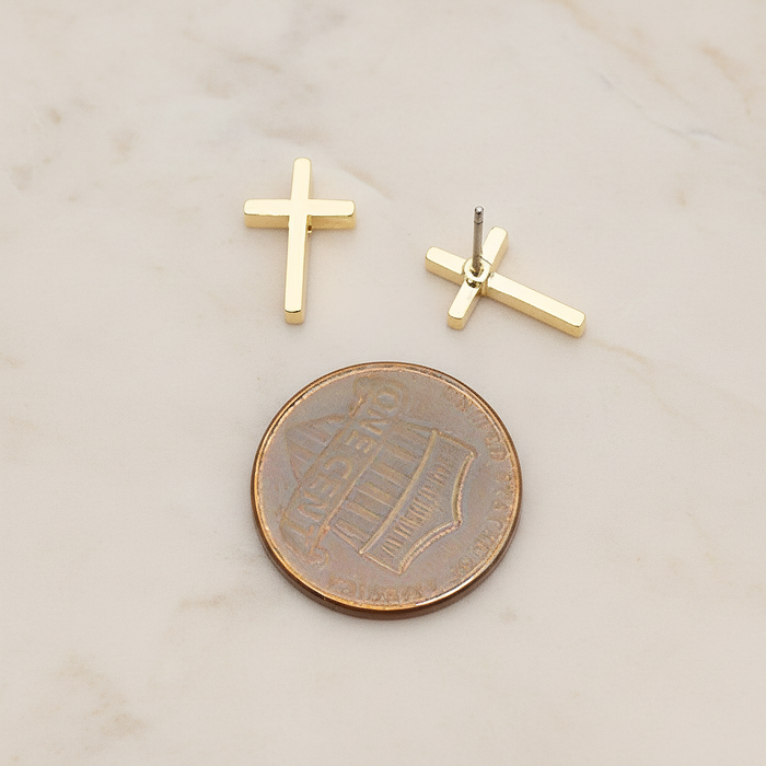 Simple Mini Cross Ear Post, 2 Pc (ER.398)