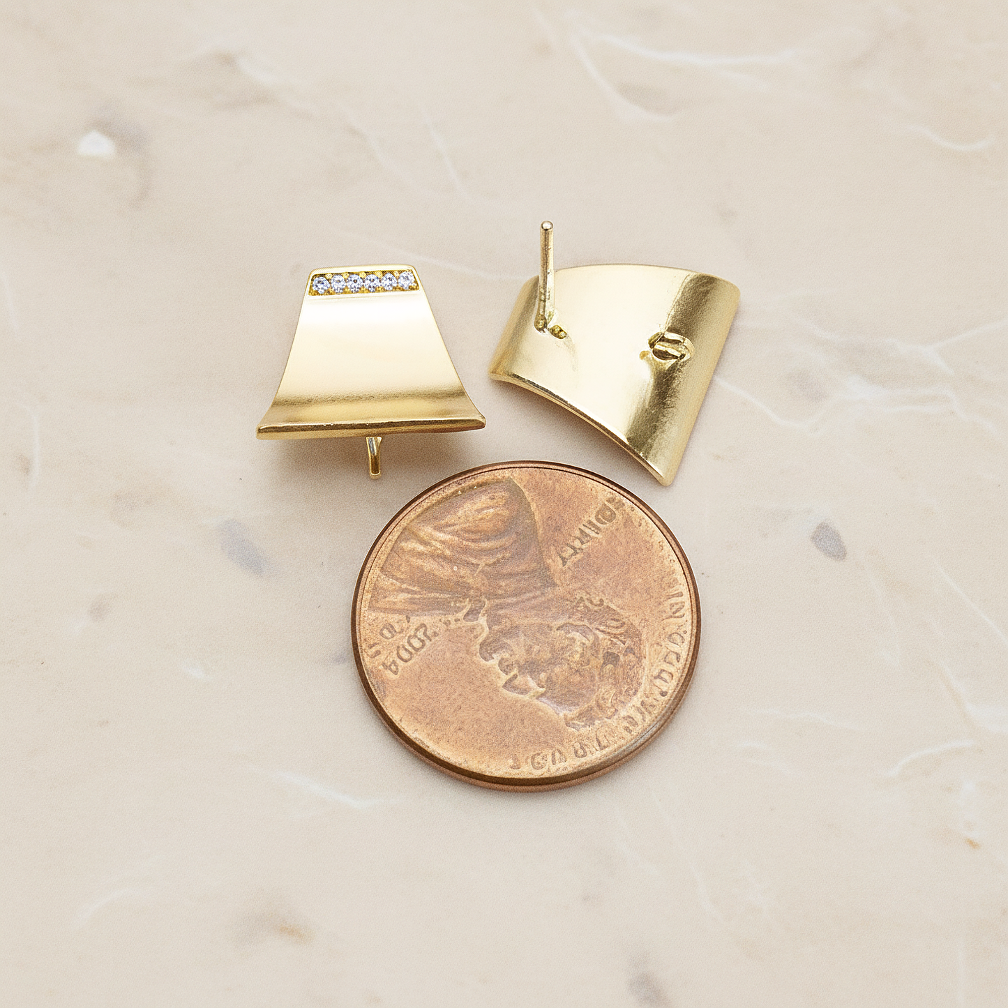 Wave Square Ear Post, 2 Pc (ER.405)
