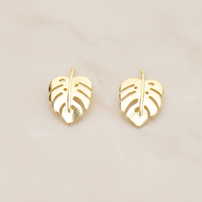 Small Monstera Realistic Leaf Ear Post, 2 Pc (ER.439)