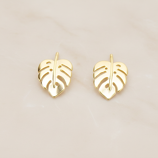 Small Monstera Realistic Leaf Ear Post, 2 Pc (ER.439)