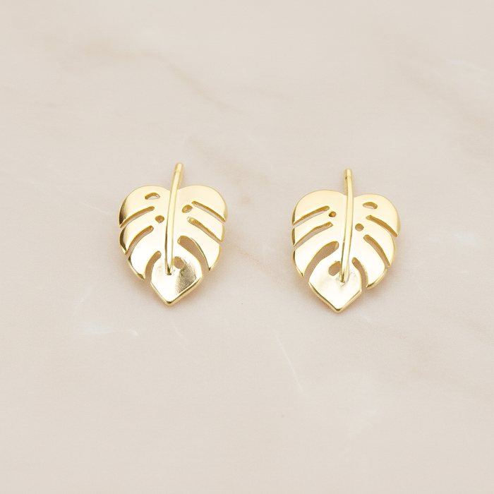Small Monstera Realistic Leaf Ear Post, 2 Pc (ER.439)
