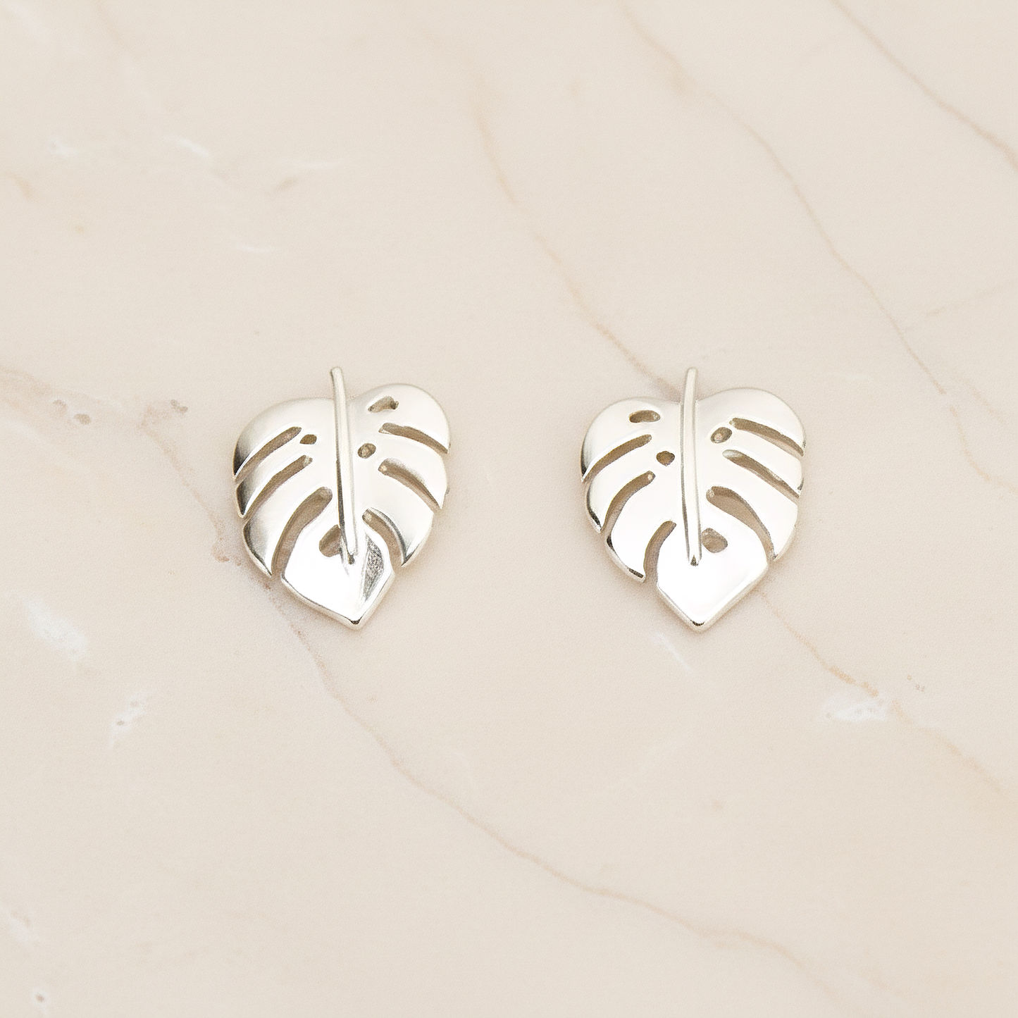 Small Monstera Realistic Leaf Ear Post, 2 Pc (ER.439)