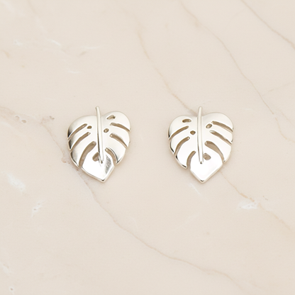 Small Monstera Realistic Leaf Ear Post, 2 Pc (ER.439)