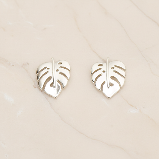 Small Monstera Realistic Leaf Ear Post, 2 Pc (ER.439)