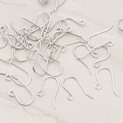 Short French Earwire, 20 Pc - Matte Original Rhodium (ER.651)