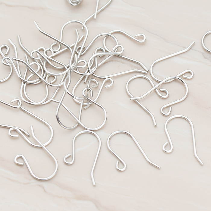 Short French Earwire, 20 Pc - Matte Original Rhodium (ER.651)