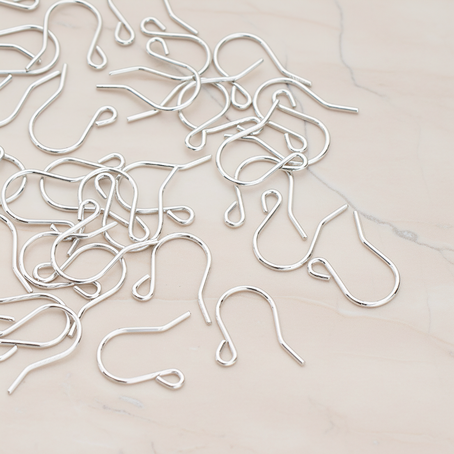 Short French Earwire, 20 Pc - Glossy Original Rhodium (ER.651)