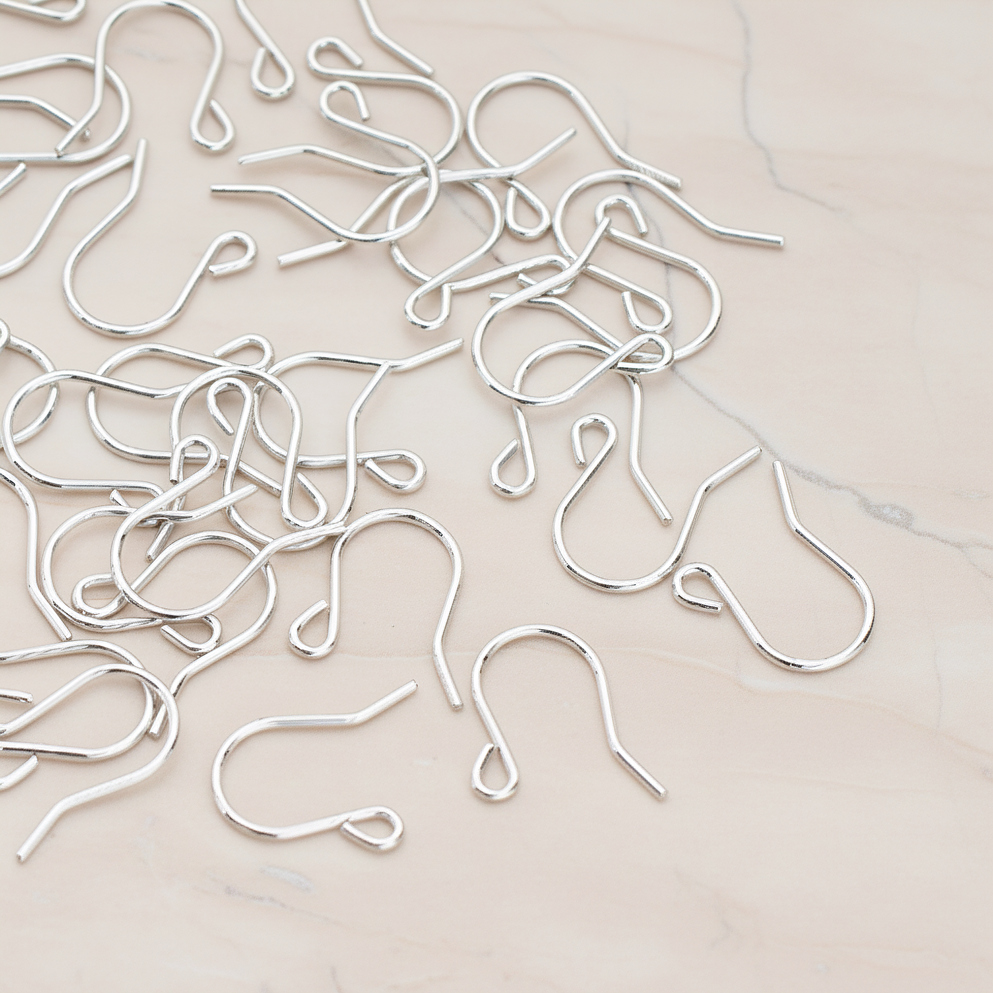Short French Earwire, 20 Pc - Glossy Original Rhodium (ER.651)
