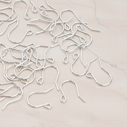 Short French Earwire, 20 Pc - Glossy Original Rhodium (ER.651)