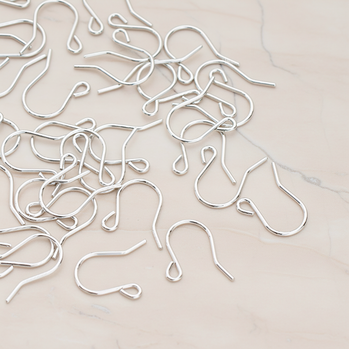 Short French Earwire, 20 Pc - Glossy Original Rhodium (ER.651)