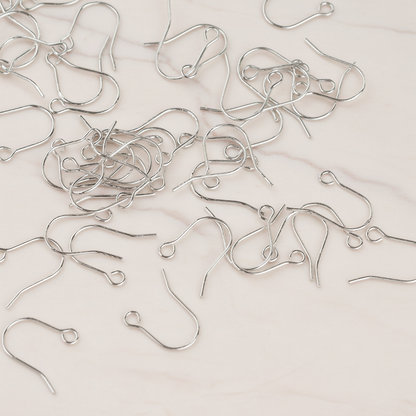 Small French Earwire, 60 Pc - Glossy Original Rhodium (ER.653)