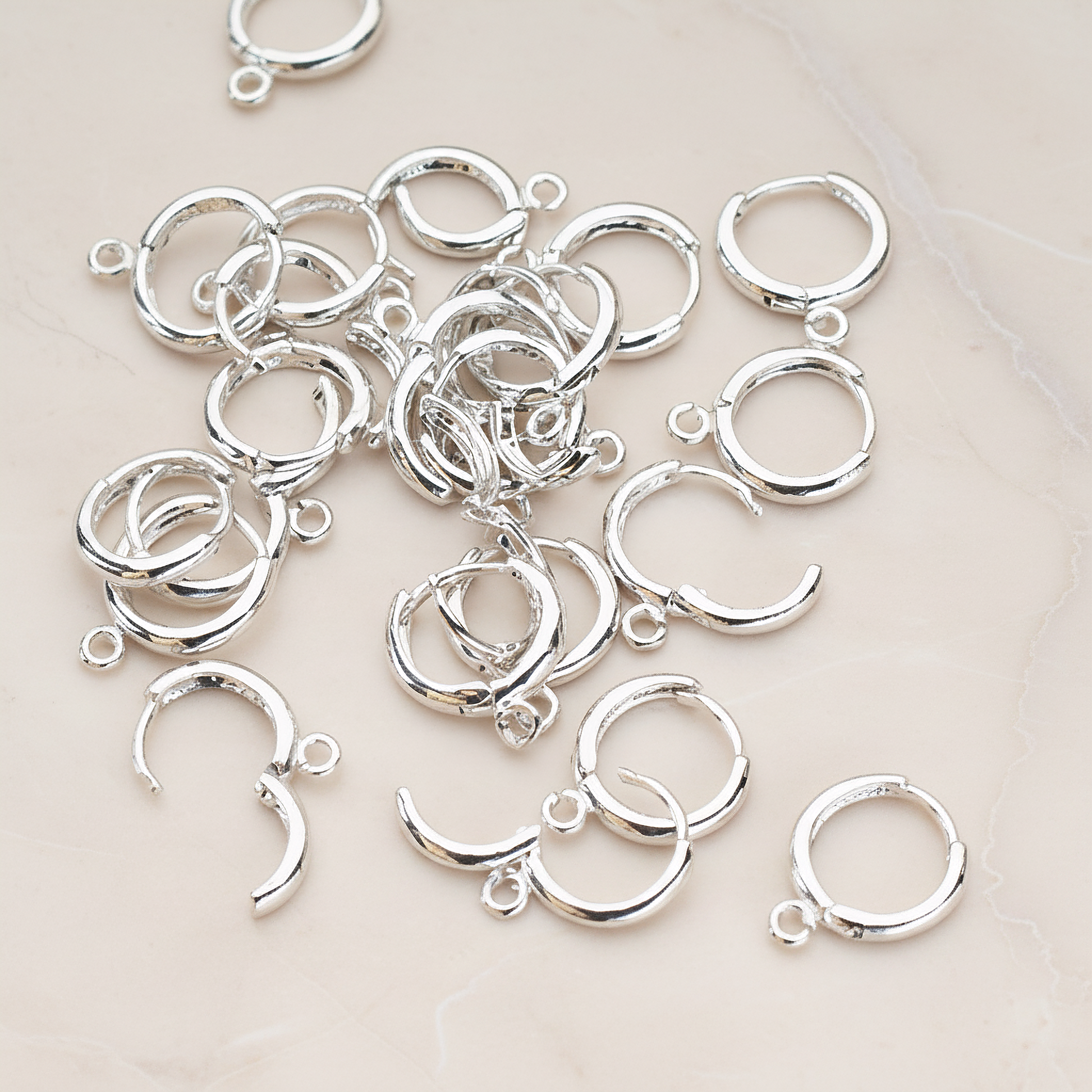 Round Leverback One-Touch Ear Hoop, 6 Pc - Glossy Gold, Glossy Original Rhodium (ER.657)