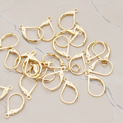 Large Leverback Ear Hook, 8 Pc - Glossy Gold (ER.658-02)