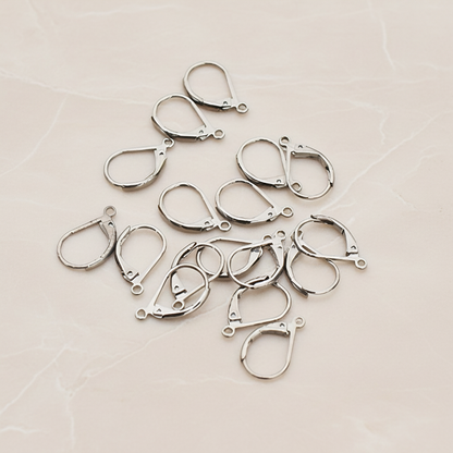 Large Leverback Ear Hook, 8 Pc - Glossy Gun Metal (ER.658-02)